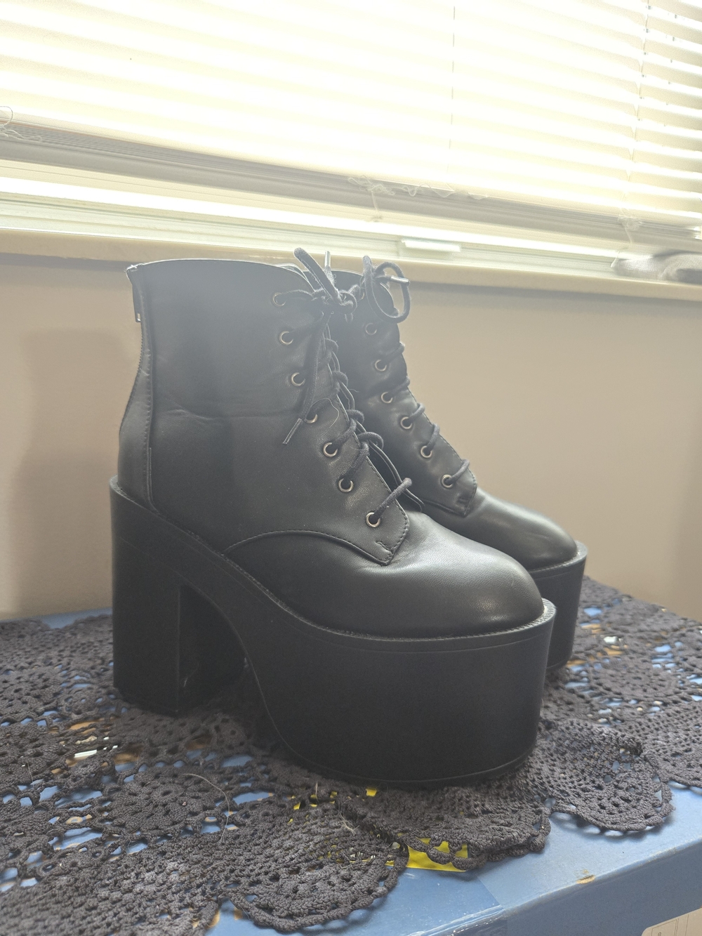 Women’s Black Platform Lace-Up Ankle Boots